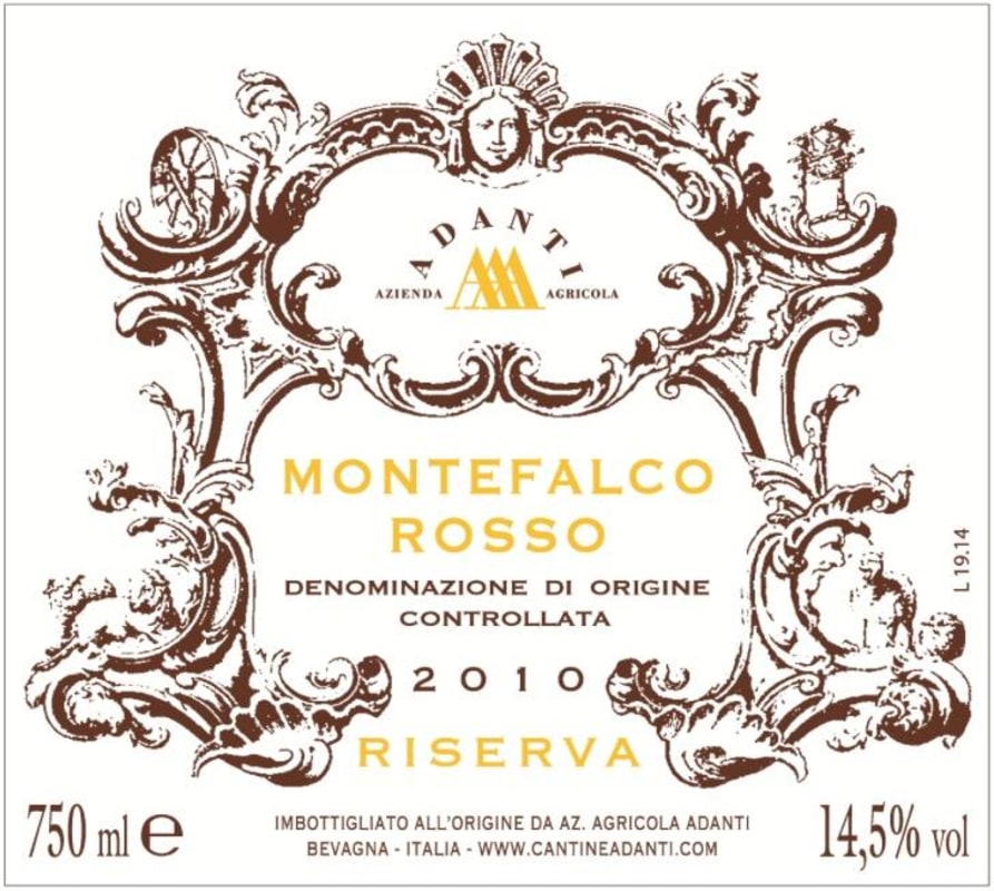 Azienda Agricola Adanti Montefalco Rosso Riserva 2010 Front Label