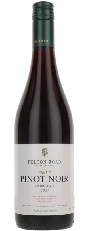 Felton Road Block 5 Pinot Noir 2023 Front Bottle Shot