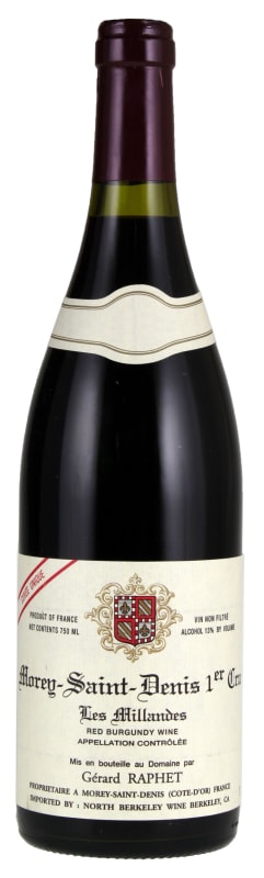 Domaine Gerard Raphet Morey-St-Denis Les Millandes Premier Cru 2019 Front Bottle Shot
