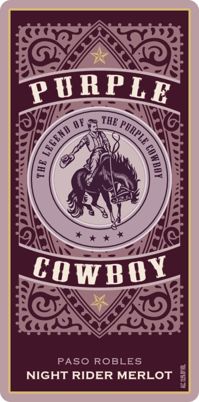 Purple Cowboy Night Rider Merlot 2013 Front Label