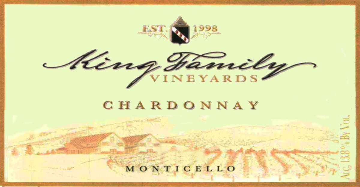 King Family Vineyards Chardonnay 2012 Front Label