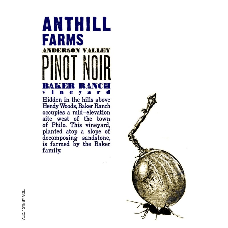 Anthill Farms Baker Ranch Vineyard Pinot Noir 2018 Front Label