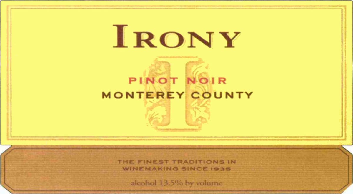 Irony Monterey Pinot Noir 2007 Front Label