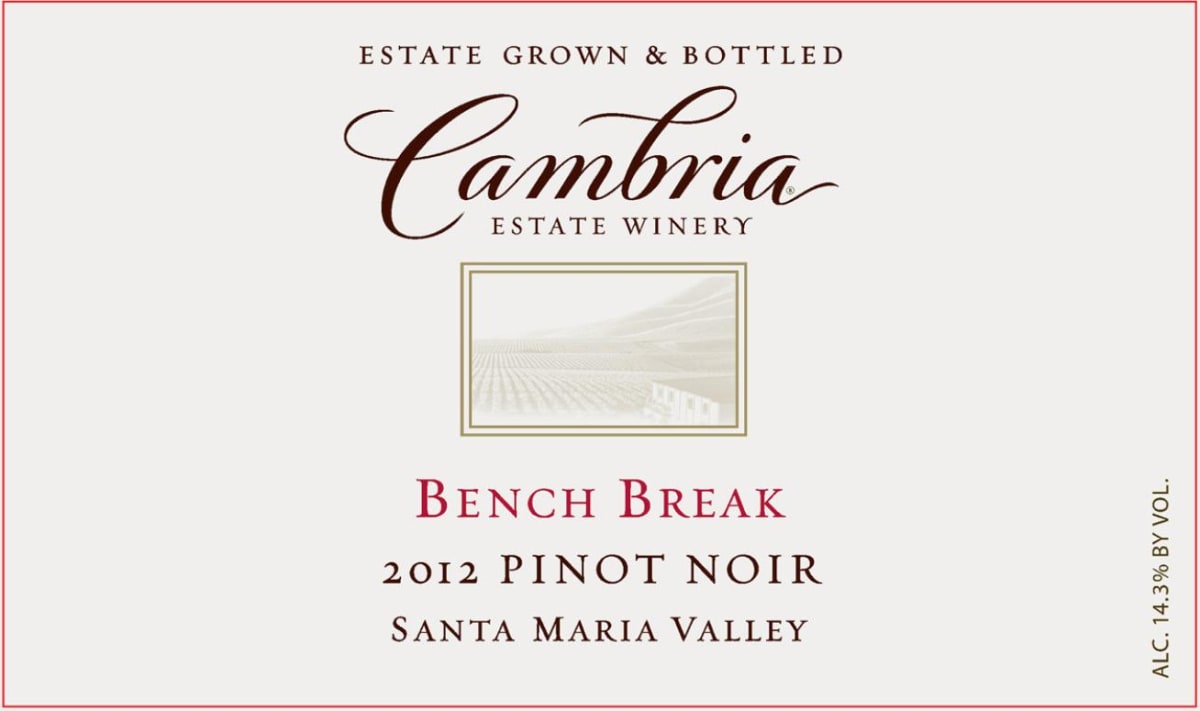 Cambria Benchbreak Pinot Noir 2012 Front Label