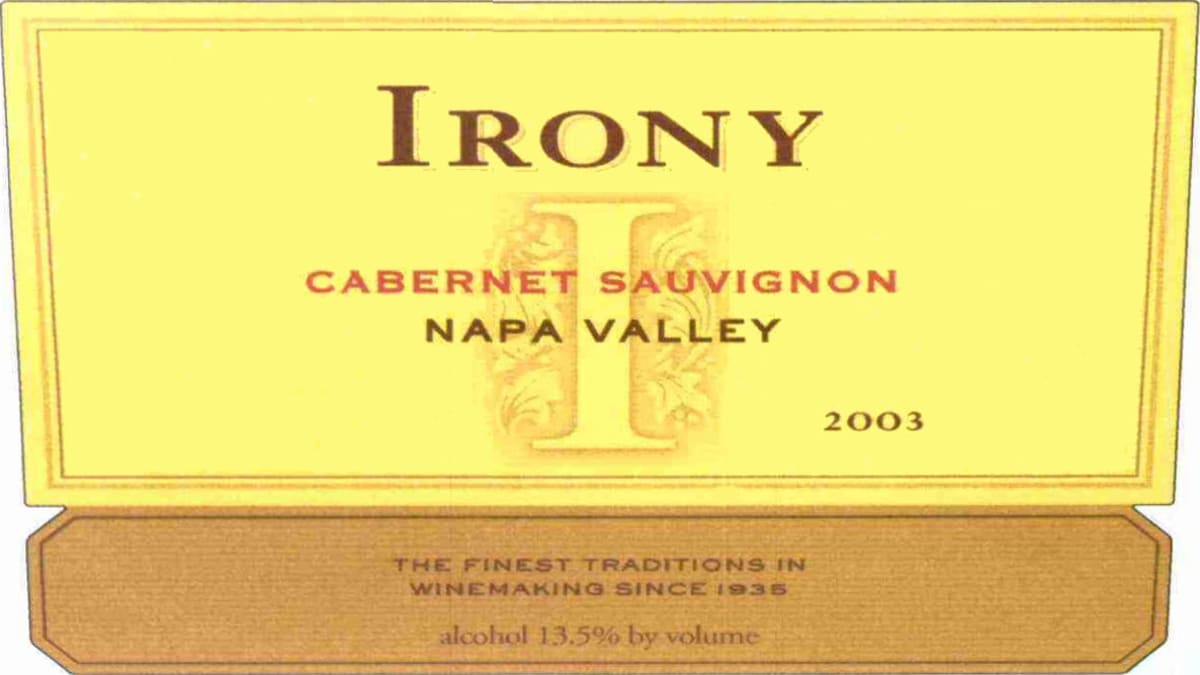 Irony Cabernet Sauvignon 2003 Front Label