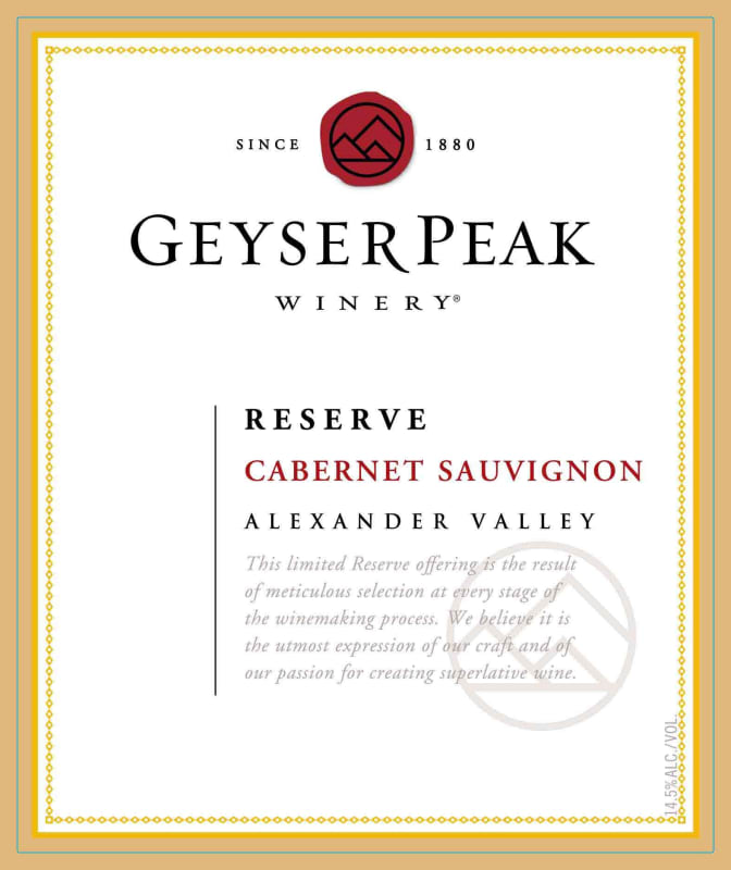 Geyser Peak Alexander Valley Reserve Cabernet Sauvignon 2008 Front Label
