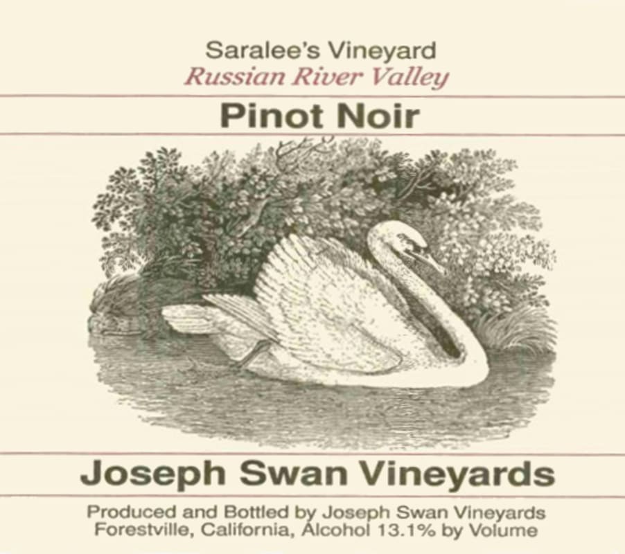 Joseph Swan Saralee's Vineyard Pinot Noir 2001 Front Label