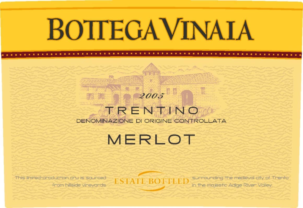 Cavit Bottega Vinai Merlot 2005 Front Label