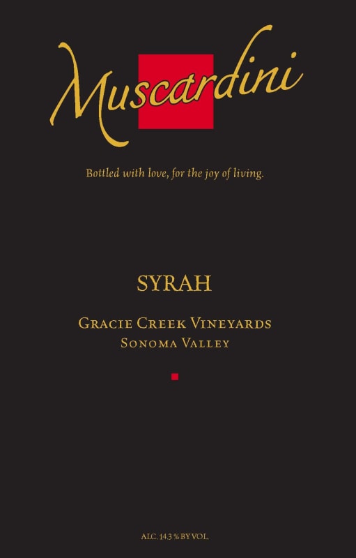 Muscardini Cellars Gracie Vineyards Syrah 2013 Front Label