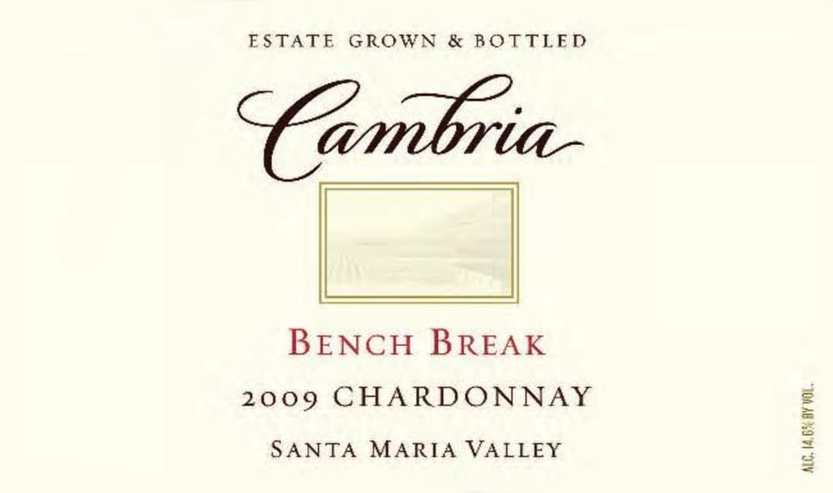 Cambria Bench Break Vineyard Chardonnay 2009 Front Label