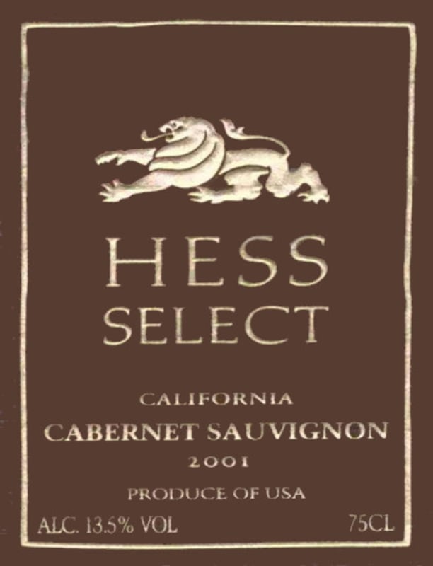 Hess Hess Select Cabernet Sauvignon 2001 Front Label