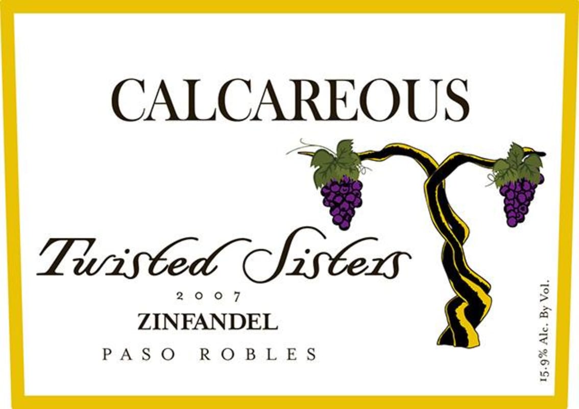 Calcareous Vineyard Twisted Sisters Zinfandel 2007 Front Label