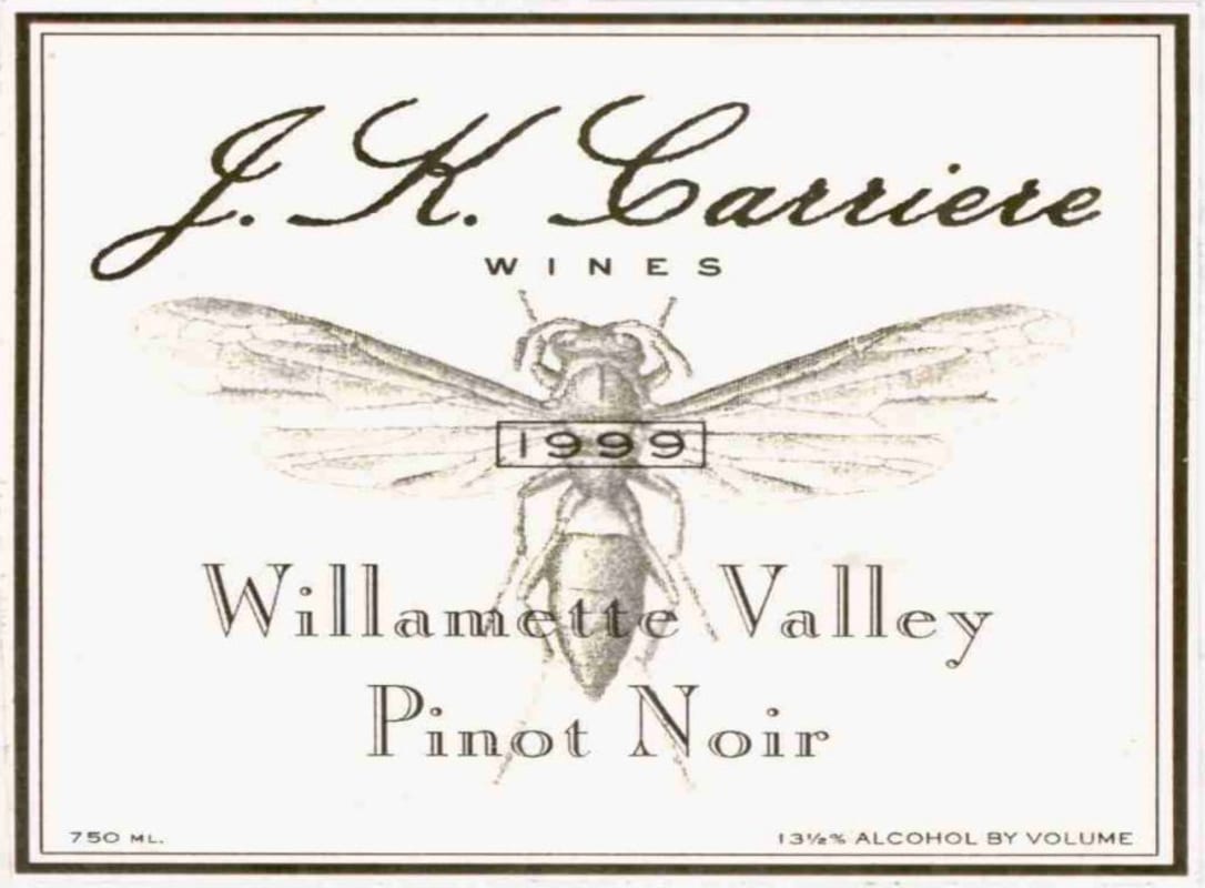 J.K. Carriere Willamette Valley Pinot Noir 1999 Front Label