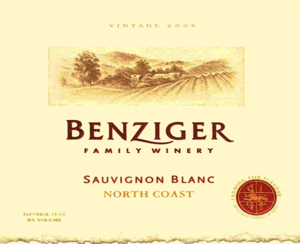 Benziger North Coast Sauvignon Blanc 2006 Front Label