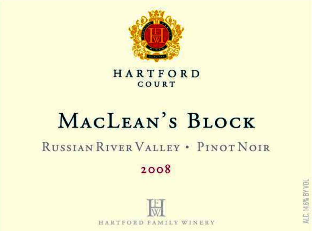 Hartford MacLean's Block Pinot Noir 2008 Front Label