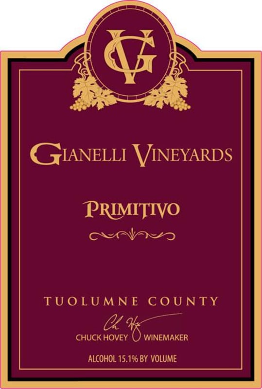 Gianelli Vineyards Primitivo 2012 Front Label