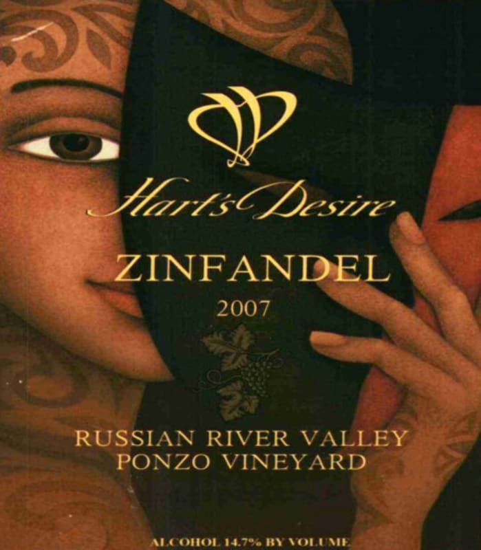 Hart's Desire Wines Ponzo Vineyard Zinfandel 2007 Front Label