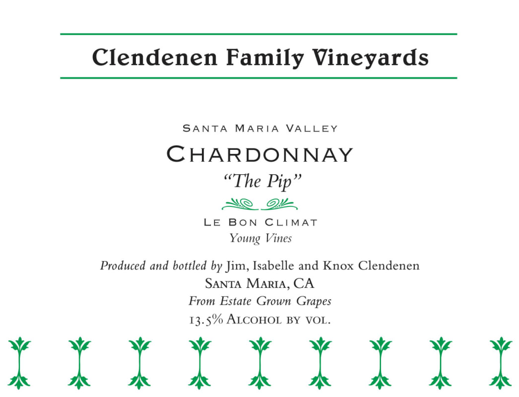 Au Bon Climat Clendenen Family Vineyards Le Bon Climat Vineyard The Pip Chardonnay 2014 Front Label