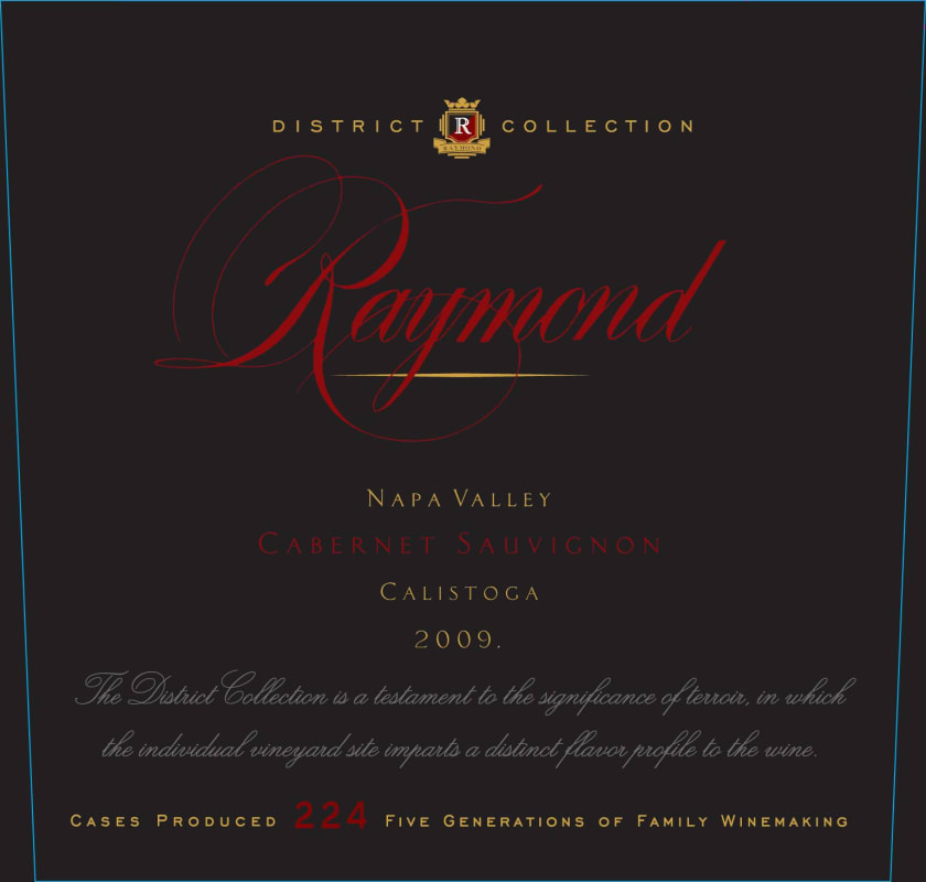 Raymond Calistoga Cabernet Sauvignon 2009 Front Label