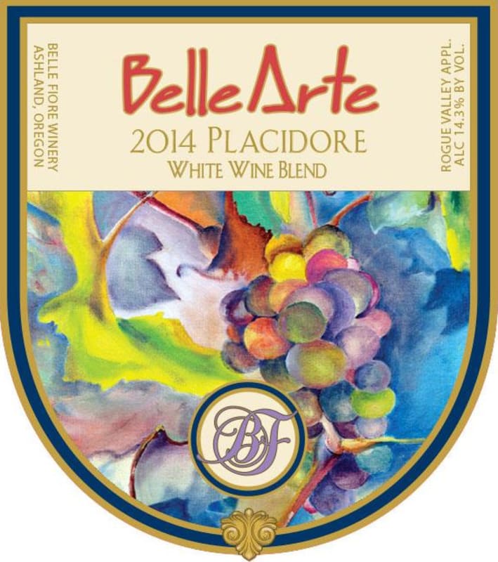 Belle Fiore Belle Arte Placidore 2014 Front Label