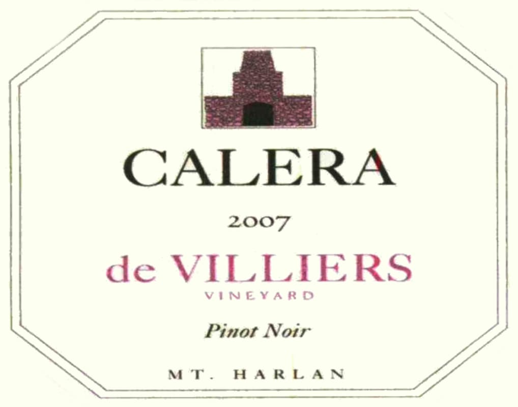 Calera de Villiers Vineyard Pinot Noir 2007 Front Label