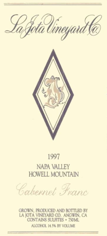 La Jota Howell Mountain Cabernet Franc 1997 Front Label