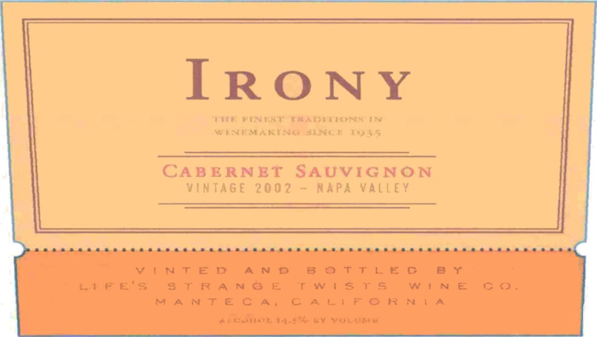 Irony Cabernet Sauvignon 2002 Front Label