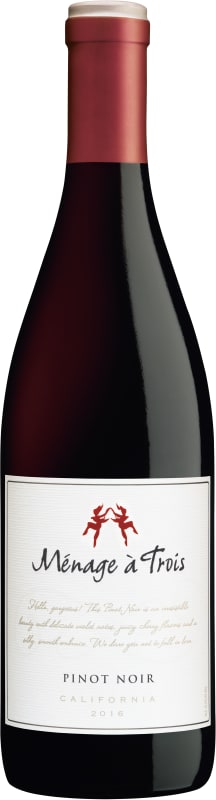 Menage a Trois Pinot Noir 2016 Front Bottle Shot