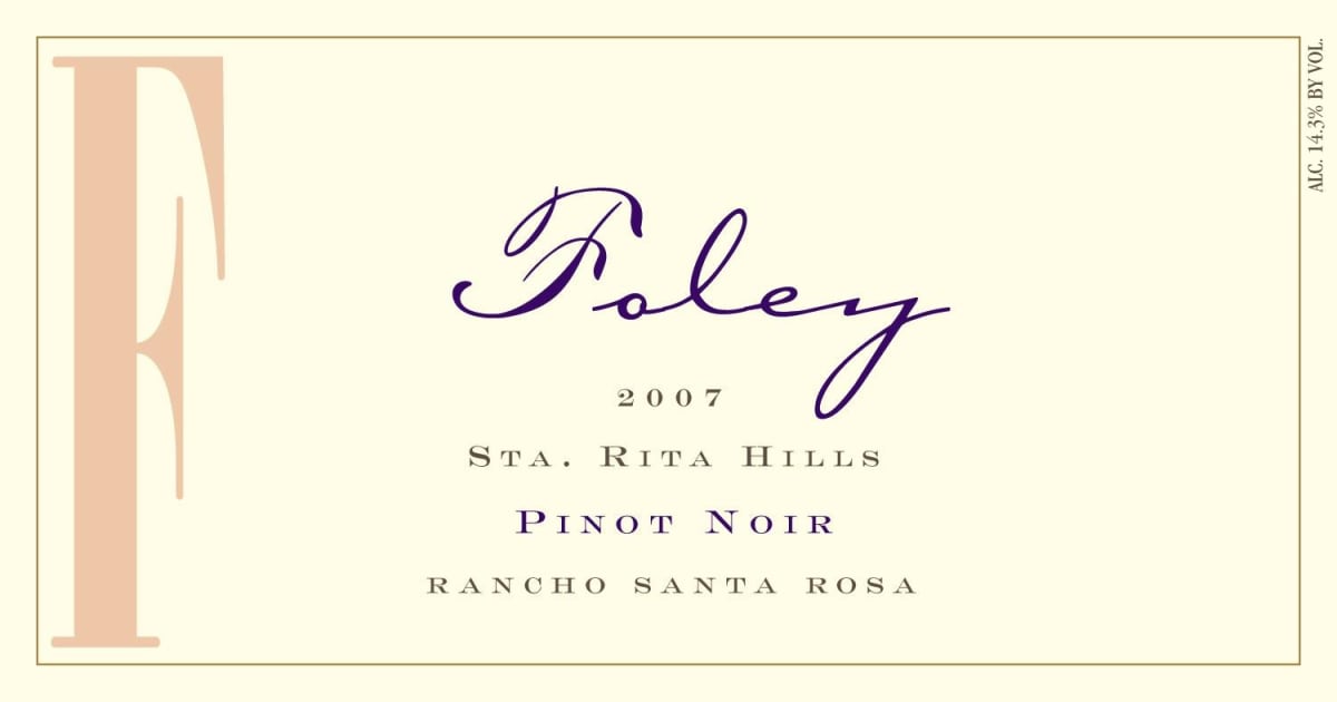 Foley Estate Winery Pinot Noir 2007 Front Label