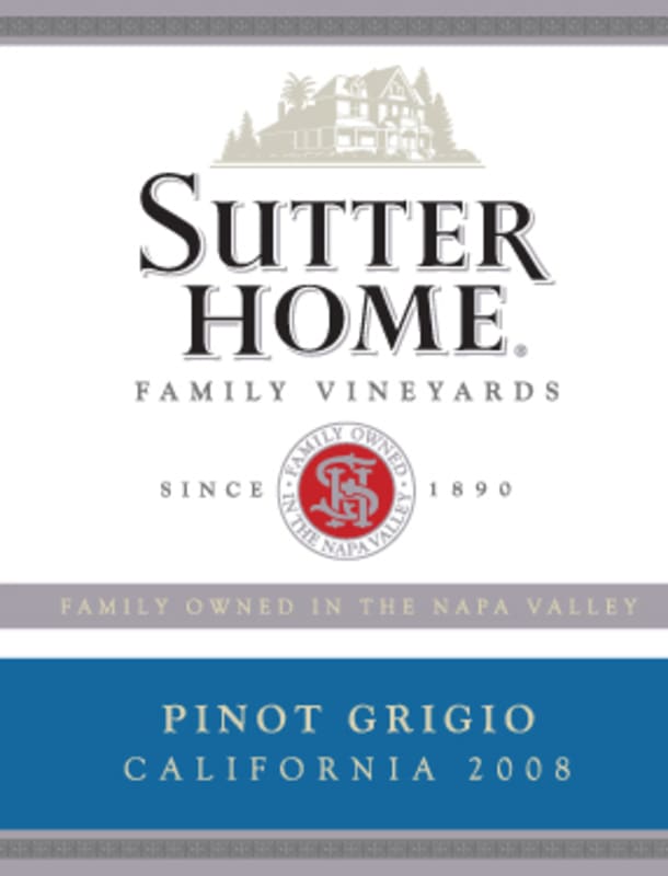 Sutter Home Pinot Grigio 2008 Front Label