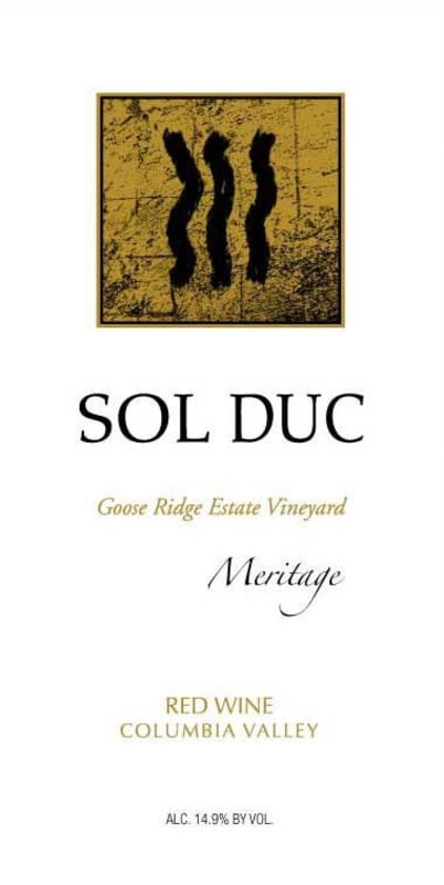 Goose Ridge Goose Ridge Estate Vineyard Sol Duc Meritage 2009 Front Label