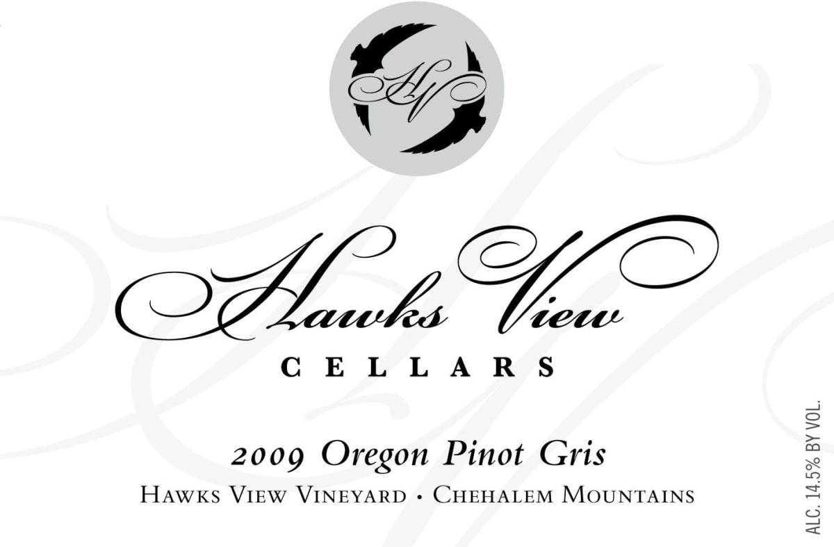 Hawks View Cellars Hawks View Vineyard Pinot Gris 2009 Front Label