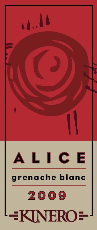 Kinero Cellars Alice Grenache Blanc 2009 Front Label