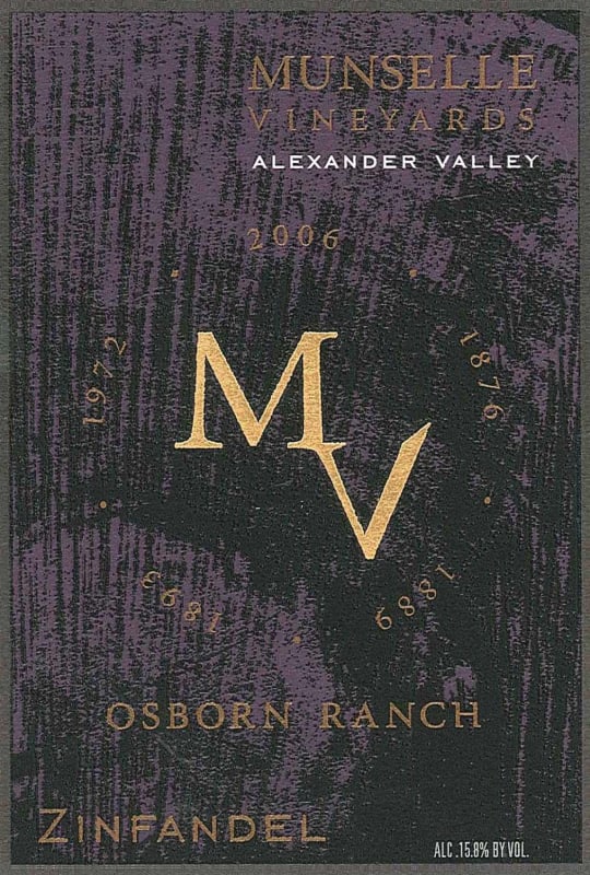 Munselle Vineyards Osborn Ranch Zinfandel 2014 Front Label