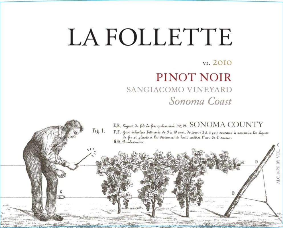 La Follette Sangiacomo Vineyard Pinot Noir 2010 Front Label