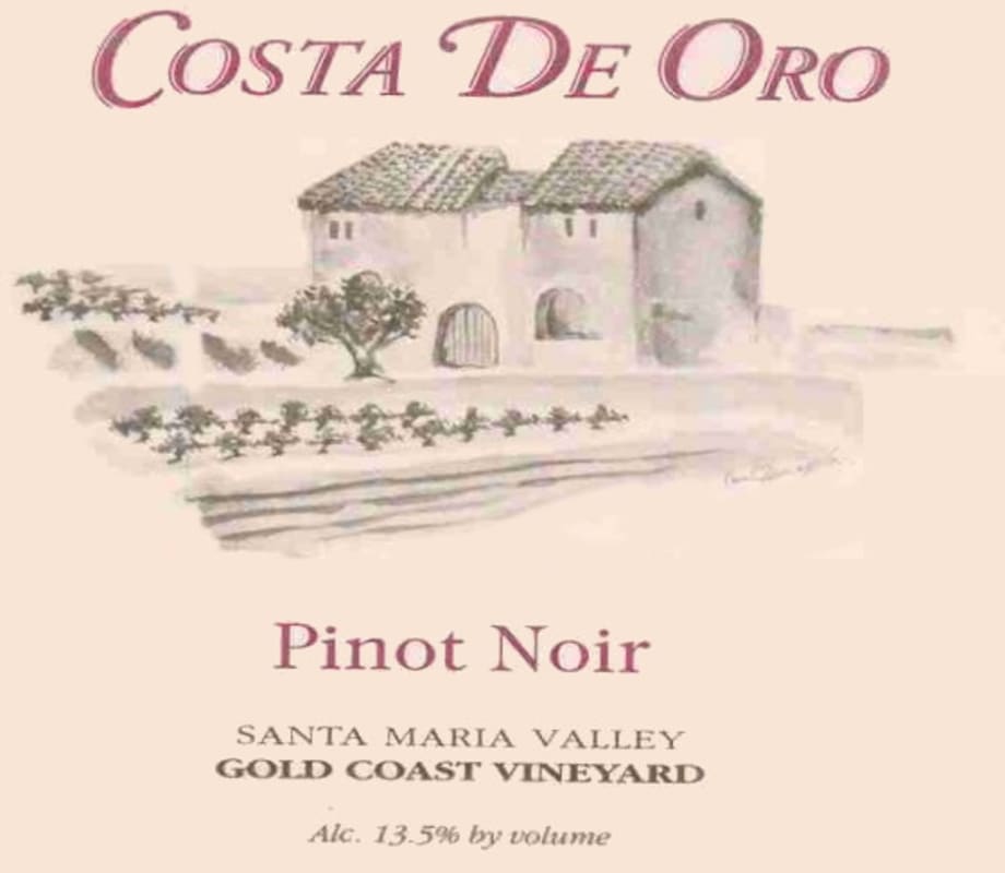 Costa de Oro Gold Coast Vineyard Pinot Noir 2000 Front Label