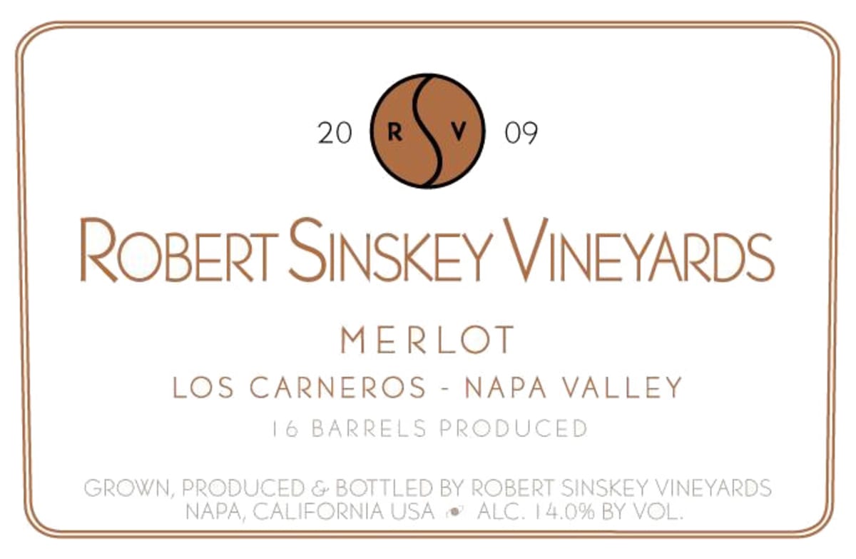 Robert Sinskey Merlot 2009 Front Label
