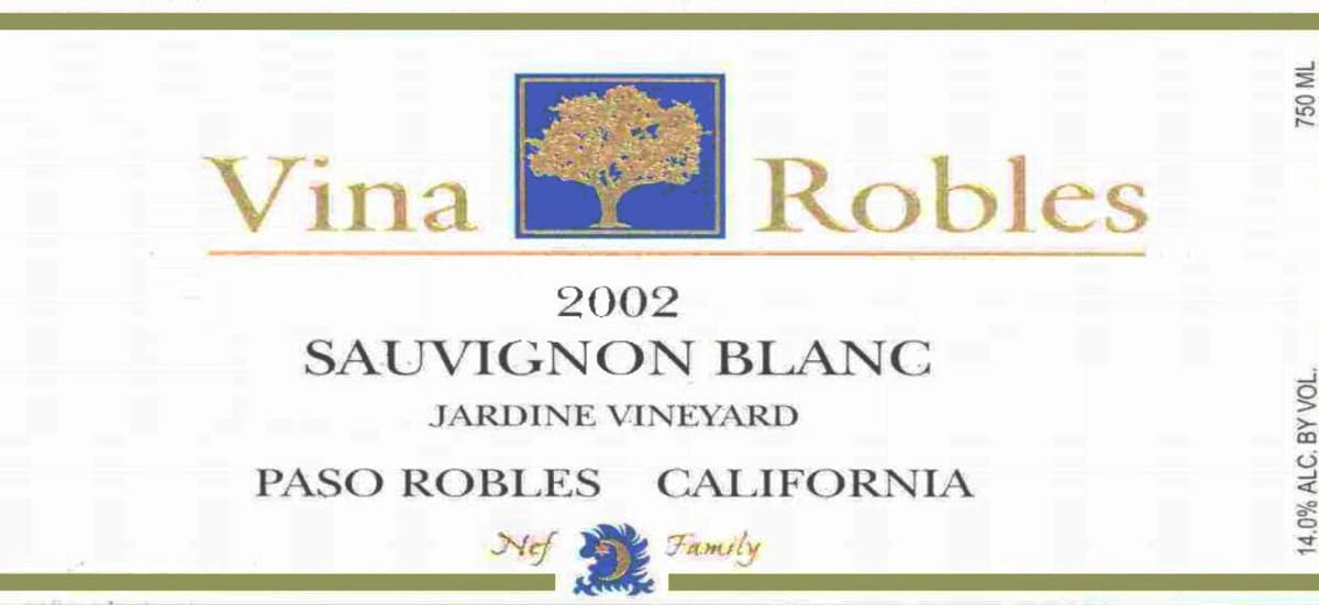 Vina Robles Jardine Sauvignon Blanc 2002 Front Label