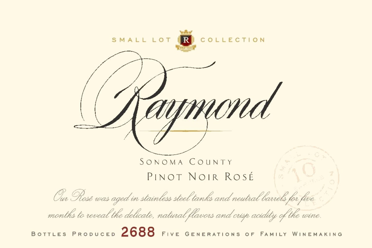 Raymond Small Lot Collection Pinot Noir Rose 2016 Front Label