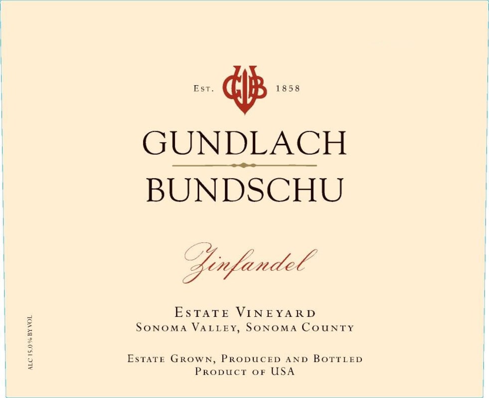 Gundlach Bundschu Estate Vineyard Zinfandel 2015 Front Label