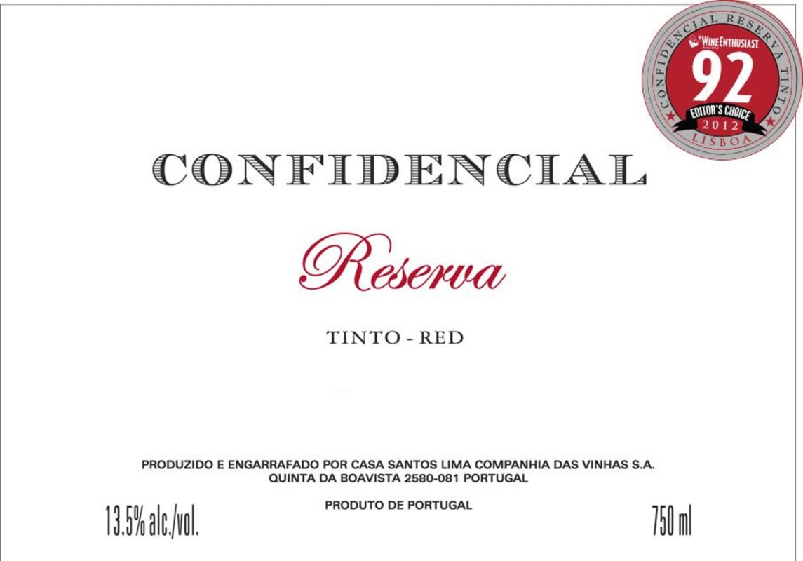 Casa Santos Lima Confidencial Reserva Tinto 2017 Front Label