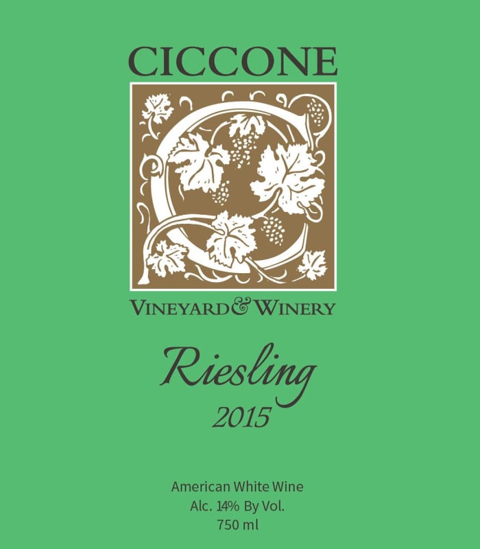 Ciccone Vineyard & Winery Riesling 2015 Front Label