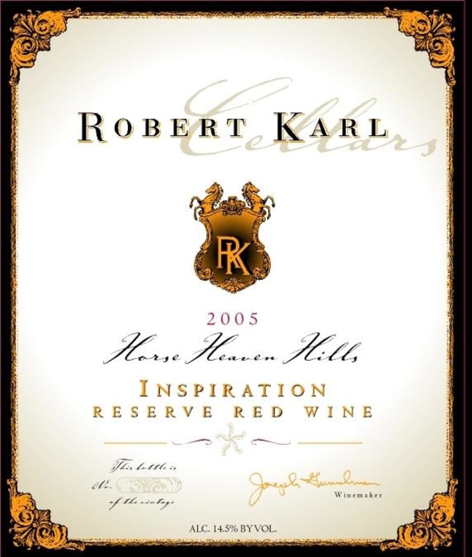 Robert Karl Inspiration Reserve Red 2005 Front Label