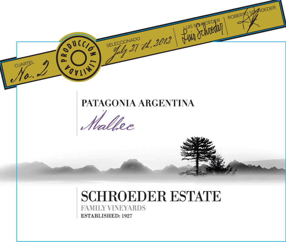 Familia Schroeder Estate Malbec 2017 Front Label