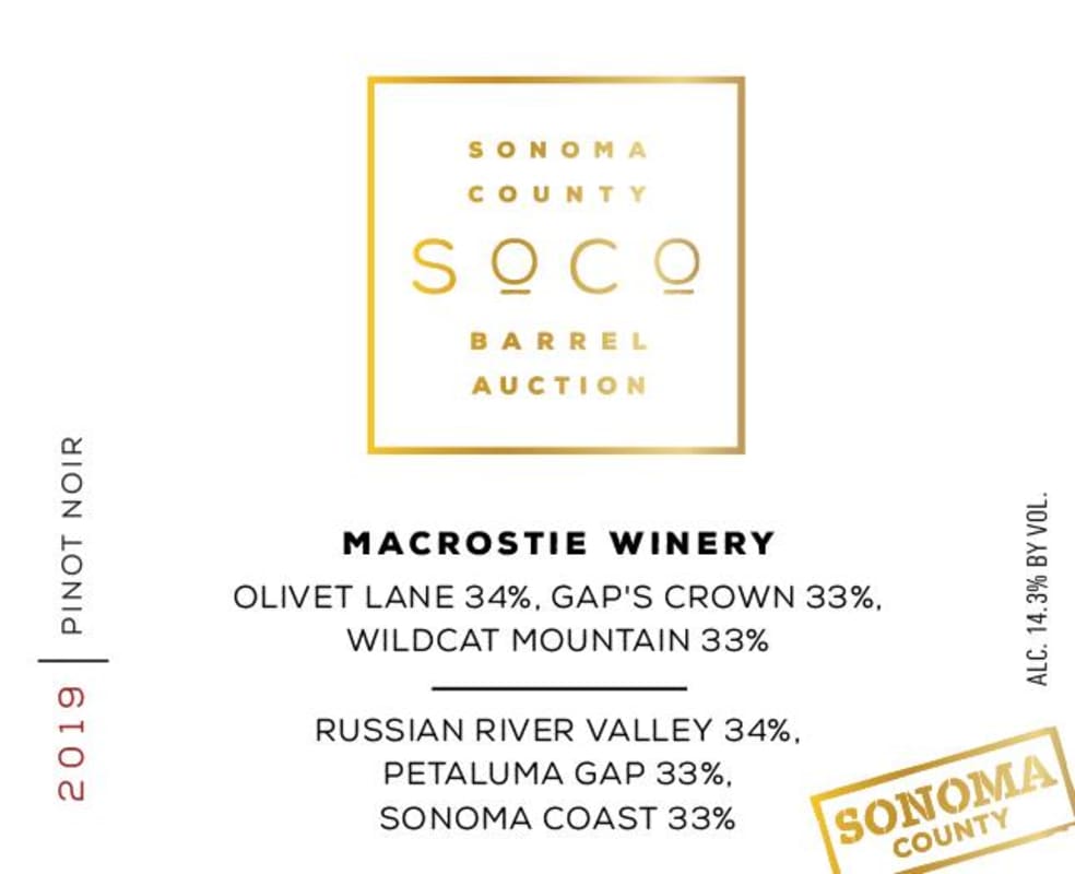 MacRostie Pinot Noir (Sonoma Barrel Auction) 2019 Front Label