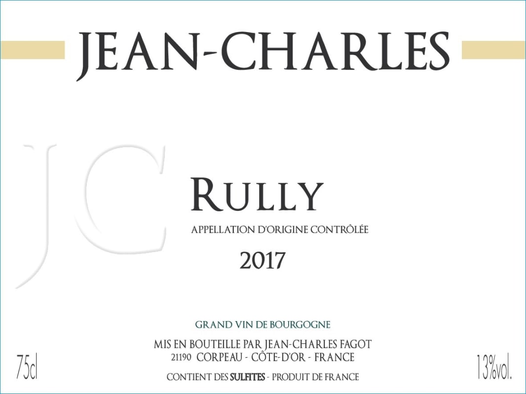 Domaine Jean-Charles Rully Blanc 2017 Front Label