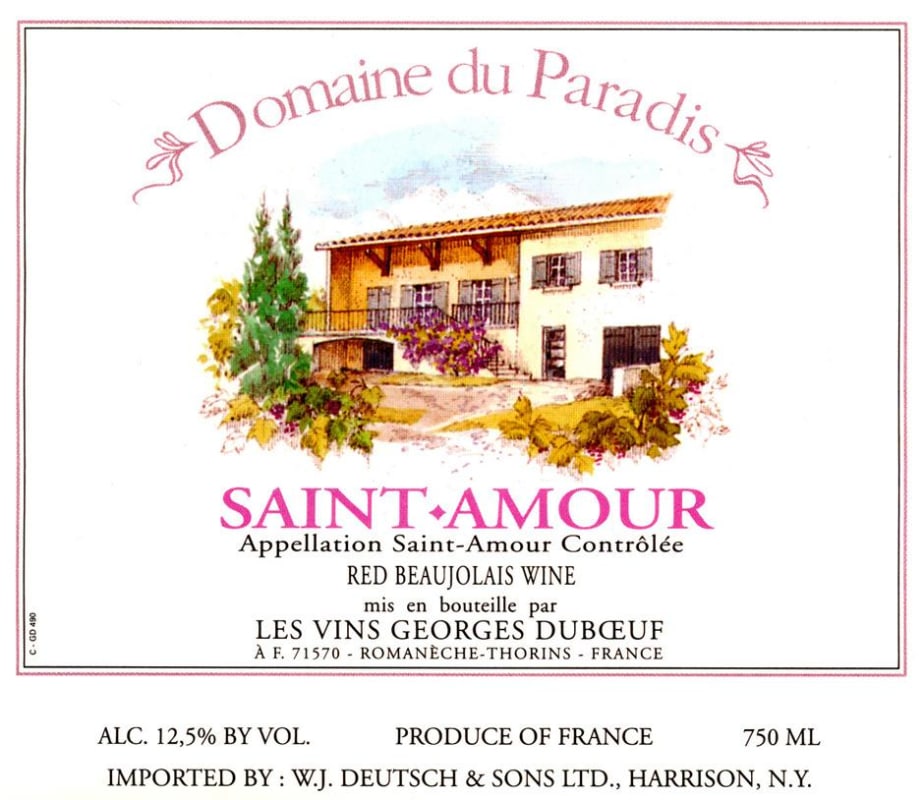 Duboeuf Saint-Amour Domaine du Paradis 2014 Front Label