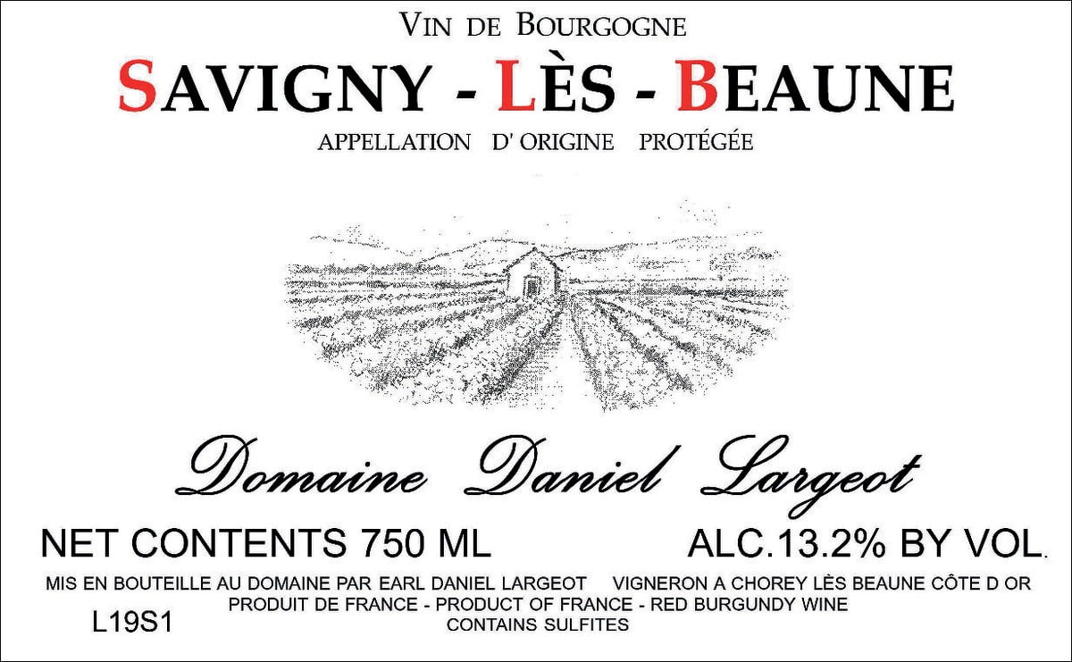 Daniel Largeot Savigny-les-Beaune 2020 Front Label
