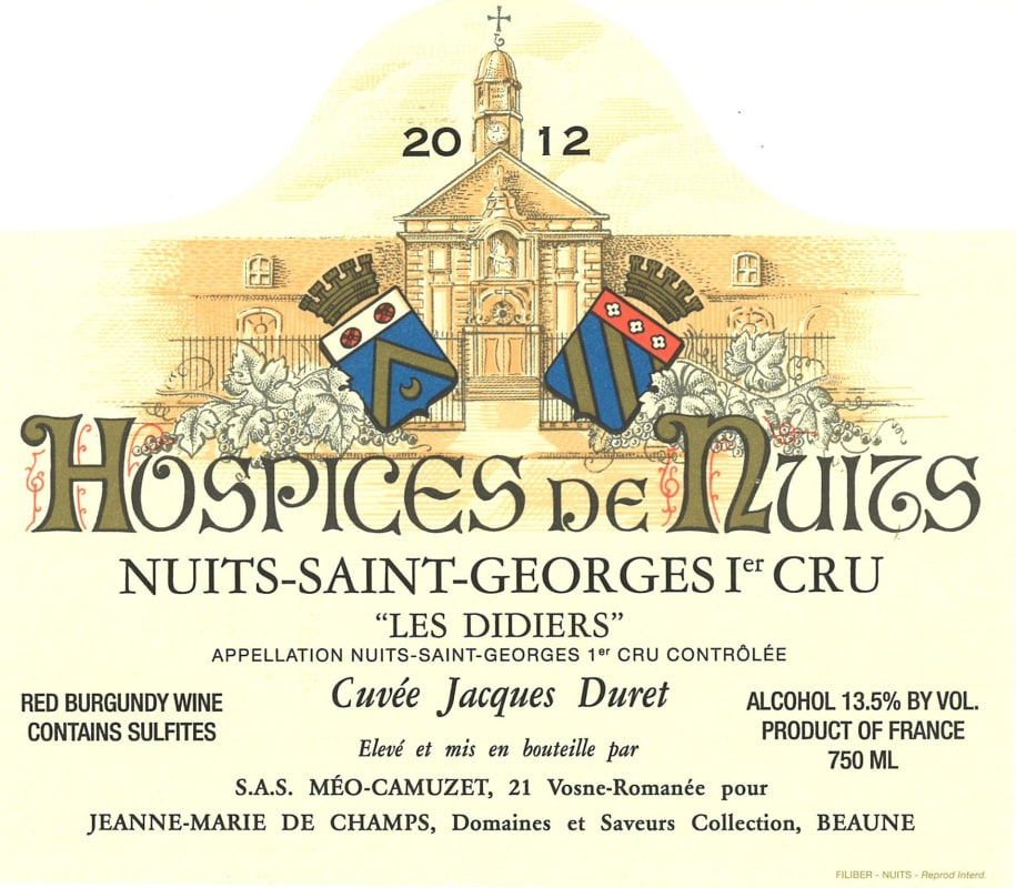 Domaine Meo-Camuzet Hospices de Nuits-Saint-Georges Les Didiers Cuvee Jacques Duret 1re Cru 2012 Front Label