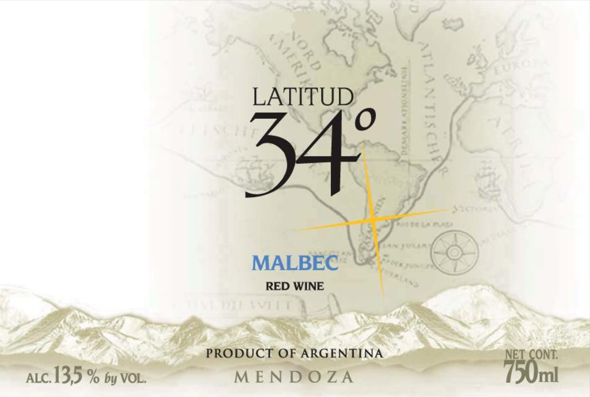 Bodegas Carelli Latitud 34 Malbec 2015 Front Label